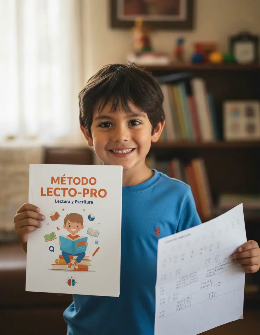 Niño feliz leyendo con el método Lecto-Pro